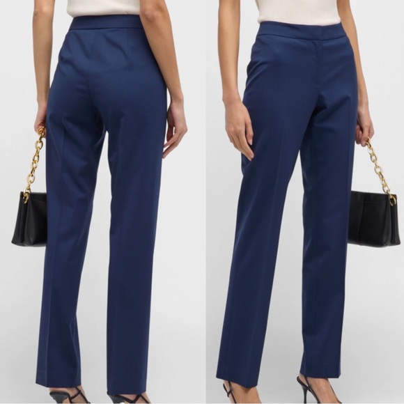 NWT Lafayette 148 barrow straight leg stretch Pants size 14 in midnight blue